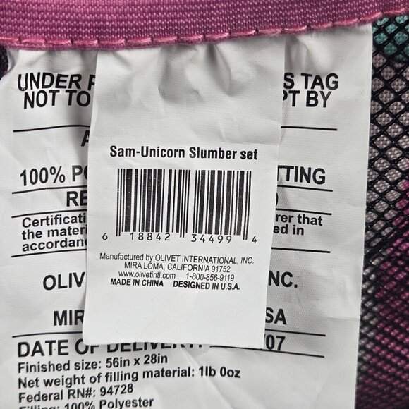 Olivet Intl 3 Piece Slumber Set Pink Unicorn Pattern Tent Sleeping Bag & Duffel - Picture 9 of 16